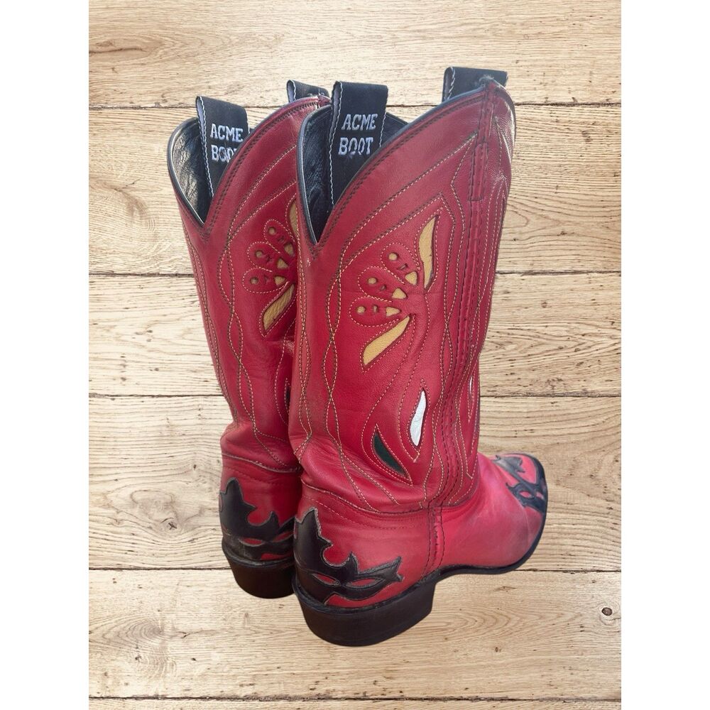 Rare Vintage ACME leather Western boots 7M - Picture 6 of 11